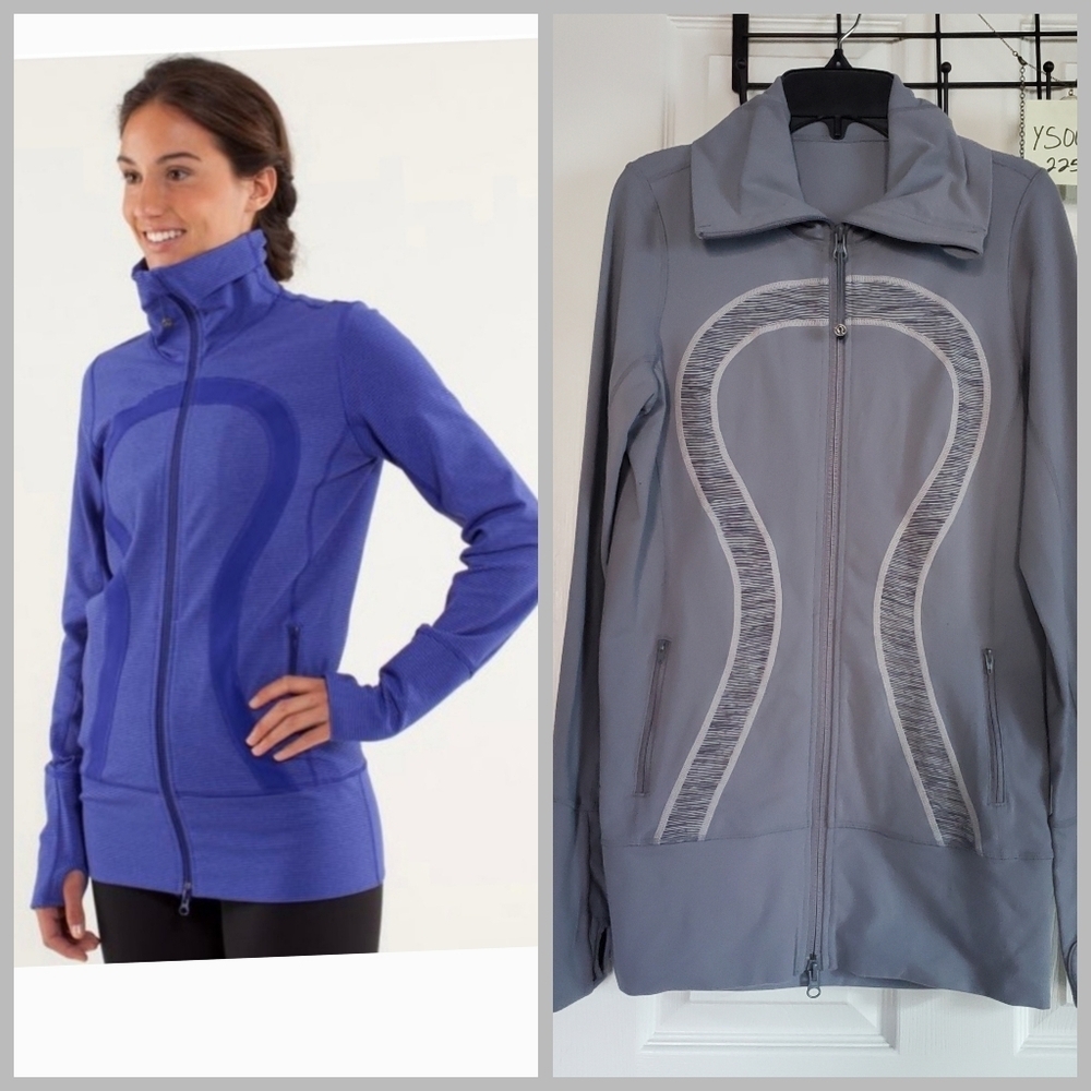 Lululemon In Stride Gray Jacket Full Zip High-neck Thumb-holes sweat-wicking Sz6